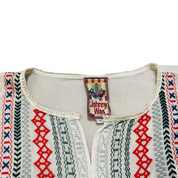 Johnny Was Button Down Blouse Size Large Women’s Boho Embroidered Top - Picture 11 of 13